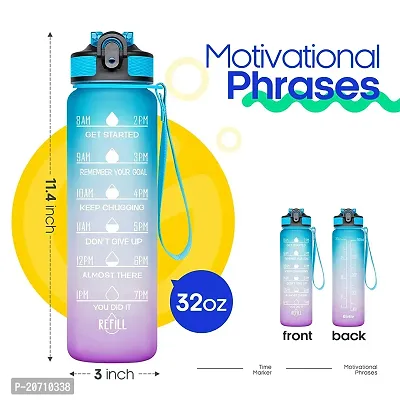 Water Bottle with Straw Time Marker Motivational Bottles Tritan BPA Free for Fitness Gym Outdoor Sports (Pack of 1)-thumb0