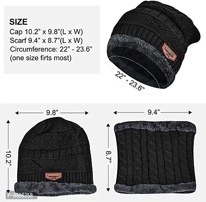 2IN1 Ultra Soft Unisex Woolen Beanie Cap Plus Muffler Scarf Set for Men Women Girl Boy - Warm, Snow Proof - 20 Degree Temperature Pack of 1 set , Random Color-thumb4