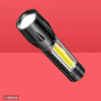 Zoomable Waterproof Torchlight LED 2 In 1 Waterproof 3 Mode Rechargeable LED Zoomable Metal 7W Torch -Black, 9.3 Cm, Rechargeable, Pack Of 1