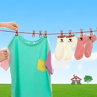 Plastic Clothesline Laundry Line Camping Clothes Lines Adjustable Clothes Rope with 12pcs Clothespins Portable Clothesline with Clips for Outdoor Indoor Wind-Proof Clothesline (1.8 m length - Multicolor - Pack of 1)-thumb1