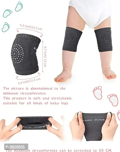 Baby Elastic Soft Breathable Cotton Anti-Slip Knee Pads Elbow Safety Protector Pads For Crawling For Kids (Random Color , Pack Of 1)-thumb0