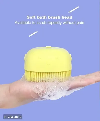 Silicone Soft Bath Brush with Shampoo Dispenser Body Scrubber Reusable Loofah Gentle Scrub Massage Skin Exfoliation for Children Men Women-thumb0