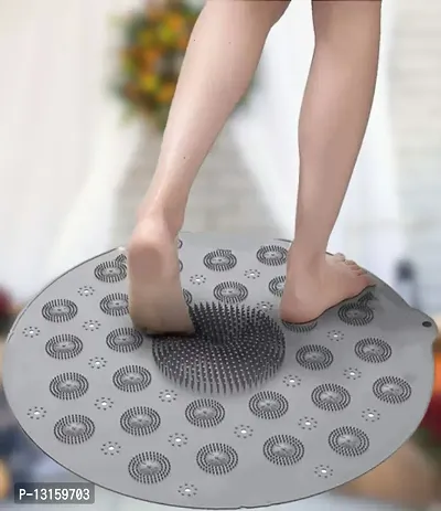 Foot Brush Scrubber Massager Anti Slip Shower Mats Bath Wash Cushion Tub Mat Foot Acupressure Silicone Mat Bathroom Floor Mats Anti Slip Bathroom Rubber Mat Pack Of 1-thumb0