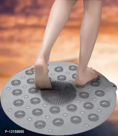 Foot Brush Scrubber Massager Anti Slip Shower Mats Bath Wash Cushion Tub Mat Foot Acupressure Silicone Mat Bathroom Floor Mats Anti Slip Bathroom Rubber Mat Pack Of 1-thumb0