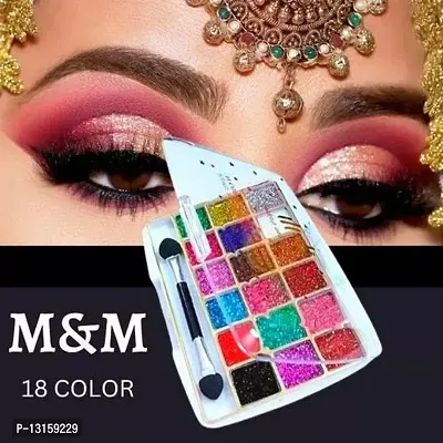 Smudge Proof Eye Shadow | Smokey Eye, Glamorous Eye Makeup MM 18 Colour Glitter Eyeshadow Palette Highly Pigmented Shades Pack Of 1