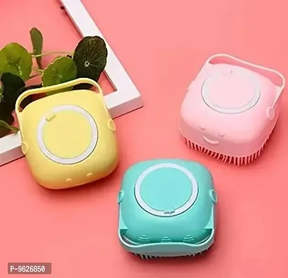 Body Bath Brush, Silicone Soft Cleaning Bath Body Brush With Shampoo Dispenser (Random Color, Pack Of 3)