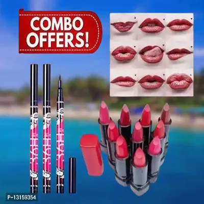 3D-Lips Matte Lipstick Pack Of 10 , 36H Black Eyeliner Pack Of 3-thumb0