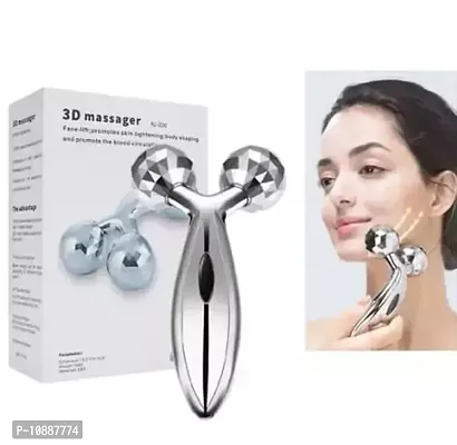 3D Roller Massager 360 Rotate Silver Thin Face Full Body Shape Massager Facial Massage Relaxation Tool Massager&nbsp;&nbsp;-Silver-thumb0