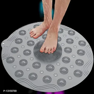 Foot Brush Scrubber Massager Anti Slip Shower Mats Bath Wash Cushion Tub Mat Foot Acupressure Silicone Mat Bathroom Floor Mats Anti Slip Bathroom Rubber Mat Pack Of 1-thumb0