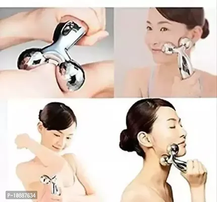 Face Body Roller Massager, 3D Roller Face Massager Y-Shape Face Lift Tool Firming Beauty Massage Body Face Massager -Silver-thumb0