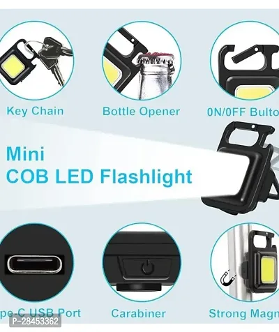 Keychain Flashlight with Bottle Opener, Magnetic Base and Folding Bracket Mini Flashlight 1000 Lumens Rechargeable LED Light Cool White with 4 Modes Multifunctional Pocket Light (Pack of 1)-thumb3