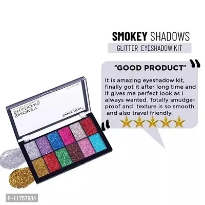 Trendy Smudge Proof Eye Shadow | Smokey Eye, Glamorous Eye Makeup M  M 12 Color Glitter Eyeshadow Palette Highly Pigmented Shades Pack Of 1-thumb3