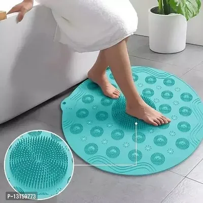 Foot Brush Scrubber Massager Anti Slip Shower Mats Bath Wash Cushion Tub Mat Foot Acupressure Silicone Mat Bathroom Floor Mats Anti Slip Bathroom Rubber Mat Pack Of 1-thumb0