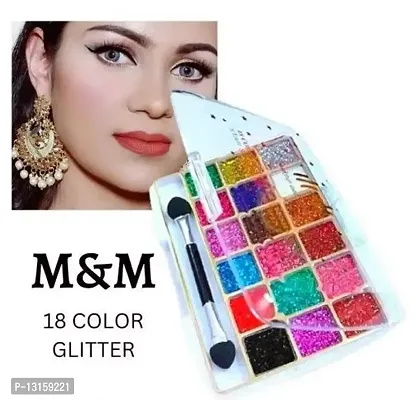 Smudge Proof Eye Shadow | Smokey Eye, Glamorous Eye Makeup MM 18 Colour Glitter Eyeshadow Palette Highly Pigmented Shades Pack Of 1