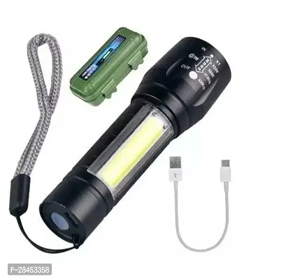 Zoomable Torch Light Long Range 2 in 1 Long Distance Up to 0.4 Km Keychain Flashlight With USB Charging  3 Light Mode Flash Light