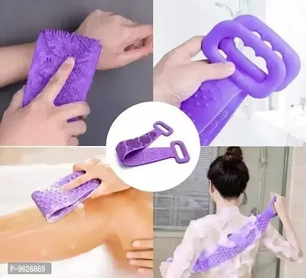 2 Pcs Combo Silicone Soft Bath Body Brush With Shampoo Dispenser Shower Scrub Random Color-thumb3