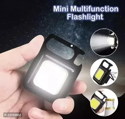 Rechargeable Portable 3 Modes Small Led Flashlight 500 Lumens COB Keychain Mini Pocket Torch Light With Folding Bracket Bottle Opener And Magnet Base For Fishing Walking Camping Pack Of 1