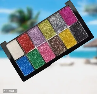 Trendy 12 Color Glitter Eye Shadow Fabulous Palette Professional Collection Full Waterproof And Smudg Proof Pack Of 1