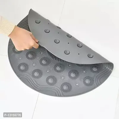 Bathroom Mat, Shower Stall Mats Foot Scrubber Non Slip Anti Mould 2-In-1 Round Bath Mat And Massager With Drain Holes Suction Cups - Anti-Mould, Antibacterial-Pack Of 1-thumb0