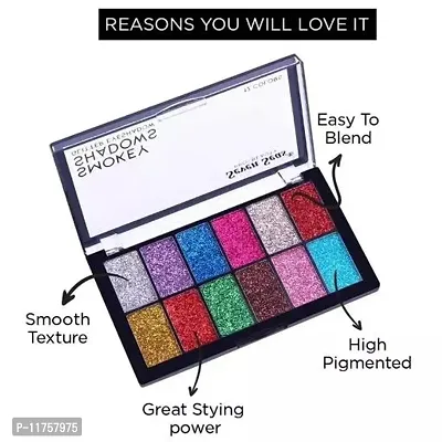 Trendy Smudge Proof Eye Shadow | Smokey Eye, Glamorous Eye Makeup M  M 12 Color Glitter Eyeshadow Palette Highly Pigmented Shades Pack Of 1