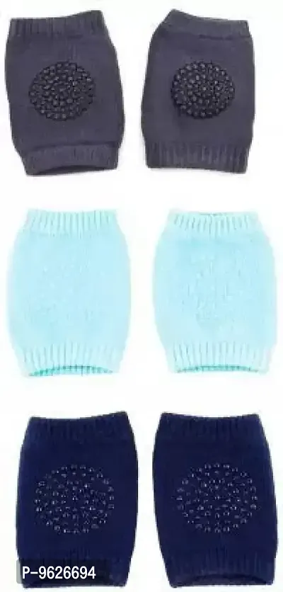 Multicolor Baby Knee Pads (Knee Socks) (Random Color , Pack Of 3)-thumb0