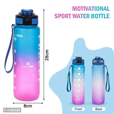 Trendy Water Bottle with Straw Time Marker Motivational Bottles Tritan BPA Free for Fitness Gym Outdoor Sports (Pack of 2)-thumb0