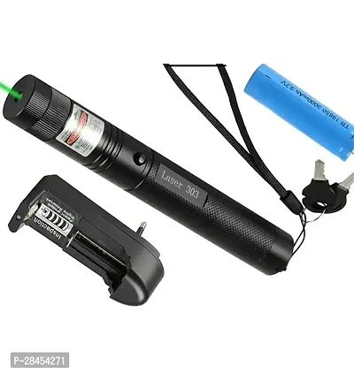 High Powered Military Burning Green Laser Pointer 650nm, Working Time Over 8000 Hours Rechargeable Green Laser-303 Pointer Party Pen Disco Light 5 Mile + Battery Shailputri (650 nm, Green)-thumb0