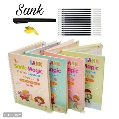 Magic Practice Copybook 4 BOOK  2 pen  10 REFILL Number Tracing Book for Preschoolers with Pen Magic Calligraphy Copybook Set Practical Reusable Writing Tool SIZE-