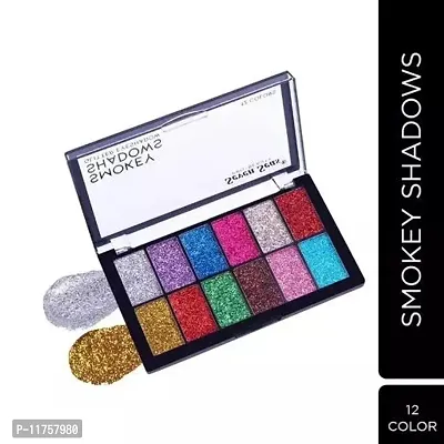 Trendy 12 Color Glitter Eye Shadow Fabulous Palette Professional Collection Full Waterproof And Smudg Proof Pack Of 1