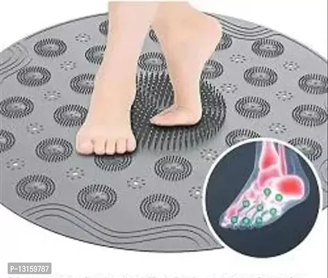 Silicone Bathroom Mat Foot And Back Cleaner Scrubber Anti-Slip Mat With Drain Machine Washable Anti Bacterial Shower Mat Antibacterial Back Cushion Mat -Pack Of 1-thumb0