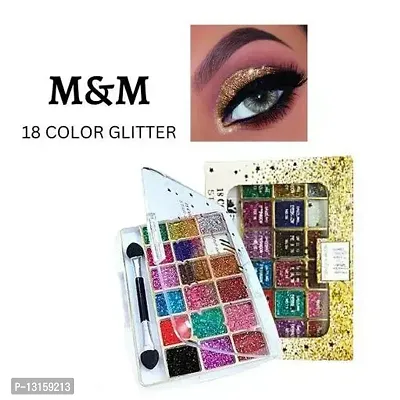 Smudge Proof Eye Shadow | Smokey Eye, Glamorous Eye Makeup MM 18 Colour Glitter Eyeshadow Palette Highly Pigmented Shades Pack Of 1-thumb0