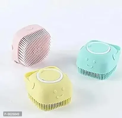 Bath Body Brush With Shampoo Dispenser (Random Color, Pack Of 3)