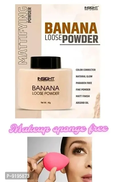beauty Cosmetics mattifying Banana loose Powder Pack of 1 + Makeup Blender Pack of 1