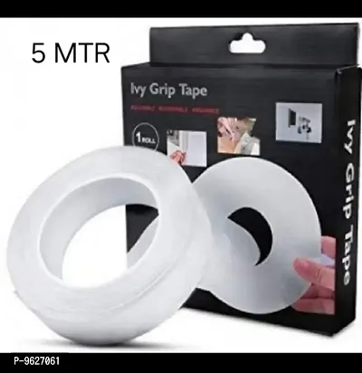 Double Sided Tape, Heavy Duty Self Adhesive Tape, Two Side Sticky Pads Strong Wall Adhesive Strips No Marks Reusable Removable Clear Tape For Picture Hanging, Carpet Glue ( Pack Of 1 )-thumb0