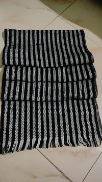 Black and white woolen Muffler (Pack of 1)-thumb1