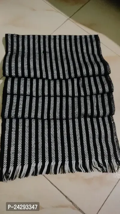 Black and white woolen Muffler (Pack of 1)-thumb2