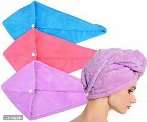 Hair Towel Wrap Absorbent Towel Hair Towel Hair-Drying Bathrobe Hair Warp Towel Microfiber Bath Towel Hair Dry Cap pack of 3-thumb4