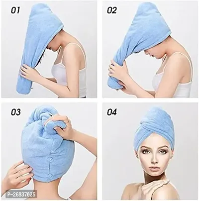 Hair Towel Wrap Absorbent Towel Hair Towel Hair-Drying Bathrobe Hair Warp Towel Microfiber Bath Towel Hair Dry Cap pack of 3-thumb2