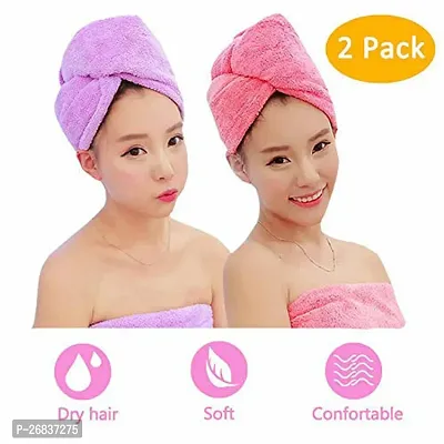 Hair Towel Wrap Absorbent Towel Hair Towel Hair-Drying Bathrobe Hair Warp Towel Microfiber Bath Towel Hair Dry Cap pack of 2