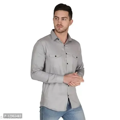 Beige Cotton Solid Casual Shirts For Men-thumb2