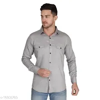 Beige Cotton Solid Casual Shirts For Men-thumb2