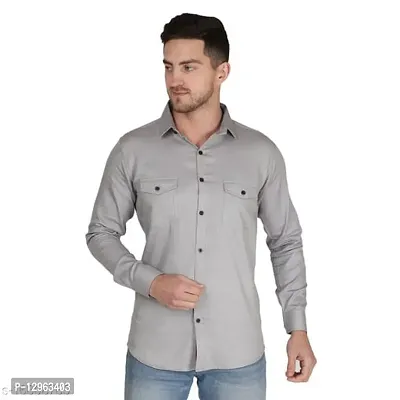 Beige Cotton Solid Casual Shirts For Men-thumb3