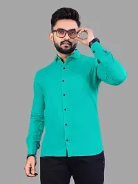 Stylish Cotton Blend Blue Casual Ben Collar Shirt-thumb3