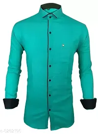 Stylish Cotton Blend Blue Casual Ben Collar Shirt-thumb2