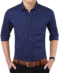 Men's Premium Dotted Long Sleeves Regular Fit Casual Shirts-thumb3