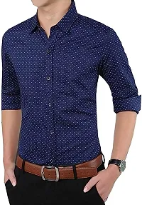 Men's Premium Dotted Long Sleeves Regular Fit Casual Shirts-thumb2