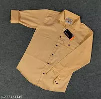 Peach Cotton Solid Casual Shirts For Men-thumb4
