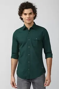 Stylish Green Solid Long Sleeves Shirt For Men-thumb2