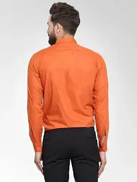 Men's Orange Cotton Solid Long Sleeves Regular Fit Casual Shirt-thumb1