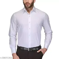 Men's White Cotton Solid Long Sleeves Regular Fit Casual Shirt-thumb3